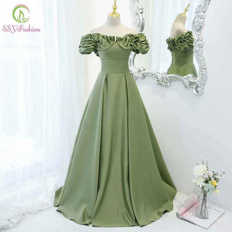 SSYFashion New Avocado Green Satin Evening Dress for Women Princess Petal Sleeve A-line Long Prom Formal Gowns Vestidos De Noche
SSYFashion New Avocado Green Satin Evening Dress for Women Princess Petal Sleeve A-line Long Prom Formal Gowns Vestidos De Noche