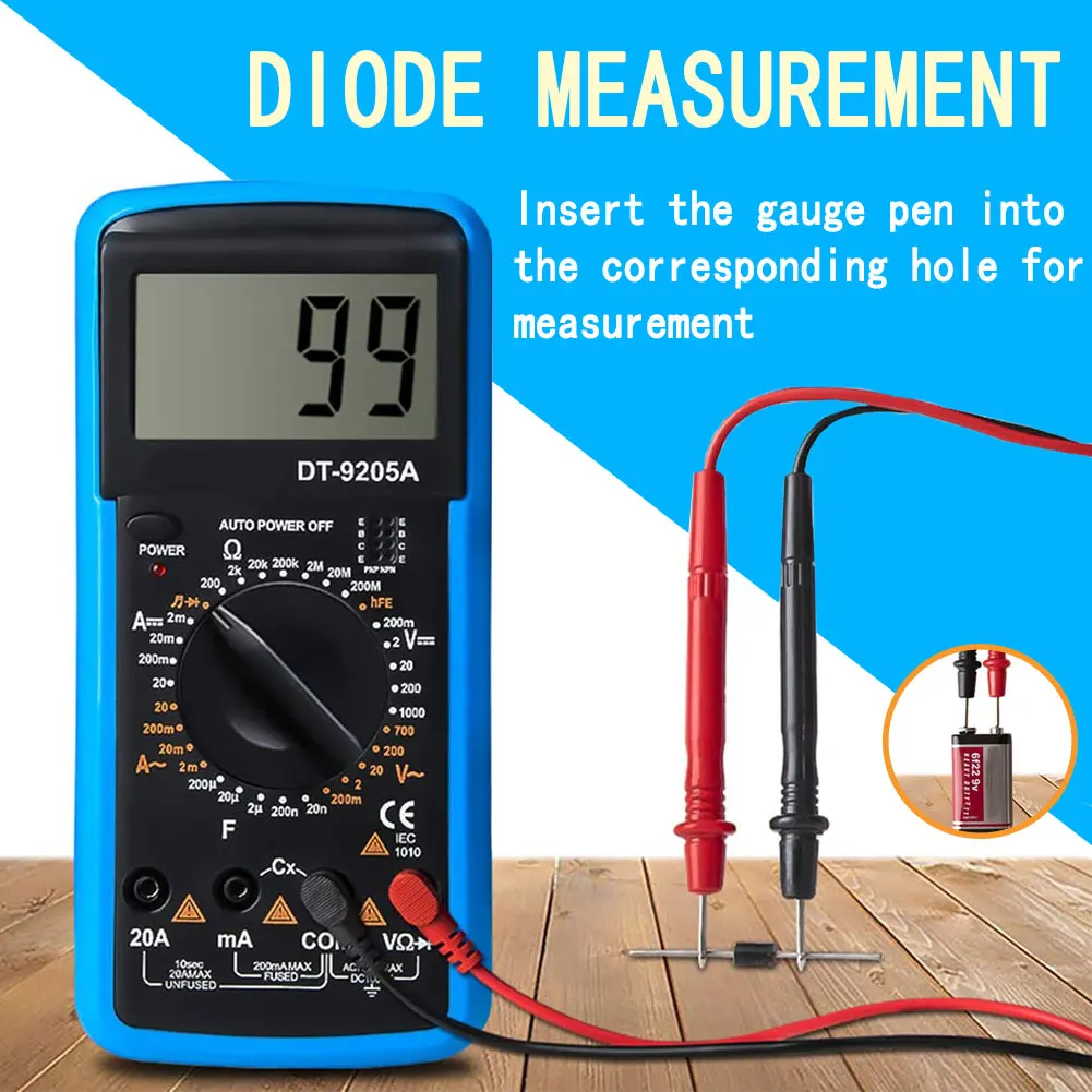 ANENG AN-DT9205A Profession Digital Multimeter AC/DC Ammeter Volt Ohm Tester Meter Multimetro With Thermocouple LCD Backlight
ANENG AN-DT9205A Profession Digital Multimeter AC/DC Ammeter Volt Ohm Tester Meter Multimetro With Thermocouple LCD Backlight
