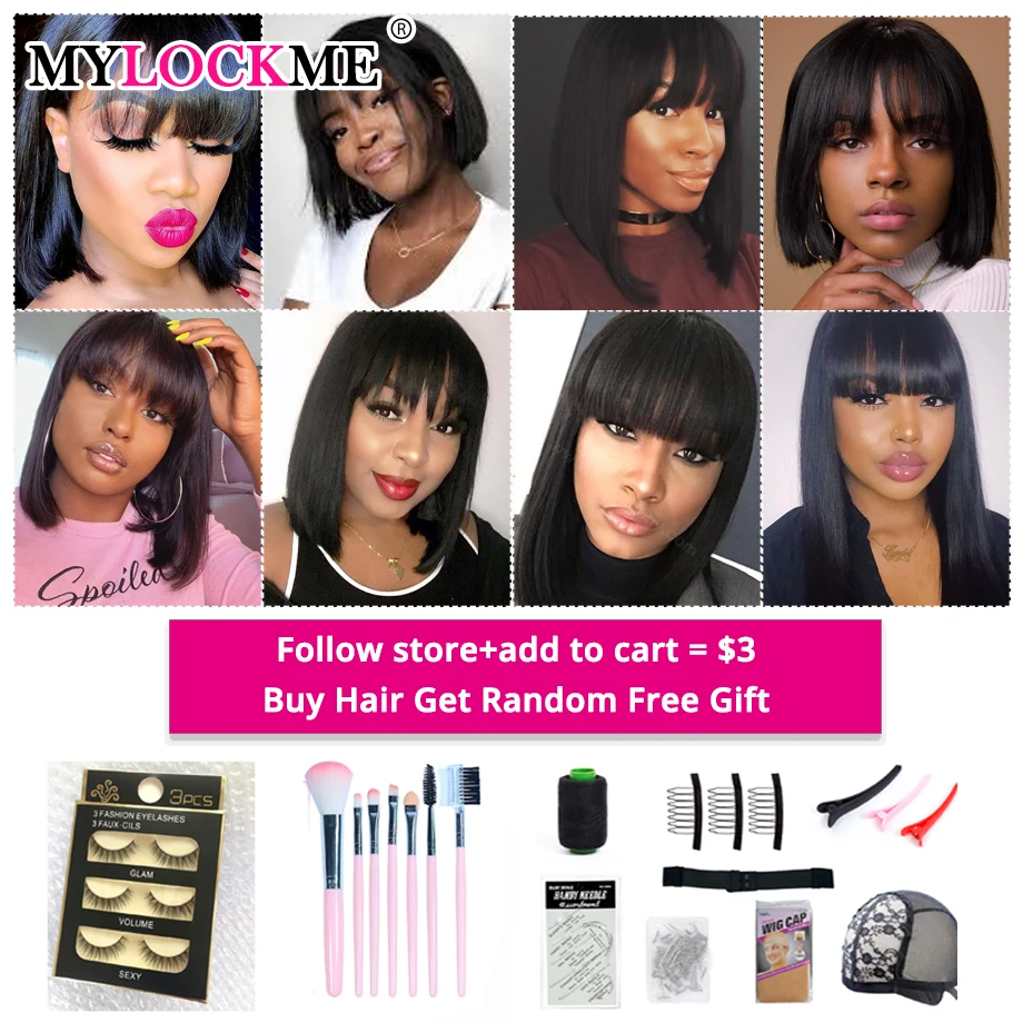 MYLOCKME Cutest Human Hair Bob Wigs With Bang Brazilian Straight Remy Hair Short Gorgeous Bob Hair With Bangs For Black Women
MYLOCKME Cutest Human Hair Bob Wigs With Bang Brazilian Straight Remy Hair Short Gorgeous Bob Hair With Bangs For Black Women