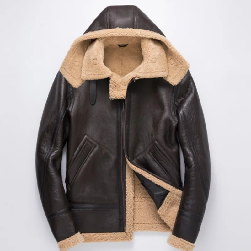 Natural Sheepskin Shearling Coat Winter Mens Hooded Motorcycle Jacket Thick Warm Wool Liner Genuine Leather Overcoat Large Size
Natural Sheepskin Shearling Coat Winter Mens Hooded Motorcycle Jacket Thick Warm Wool Liner Genuine Leather Overcoat Large Size