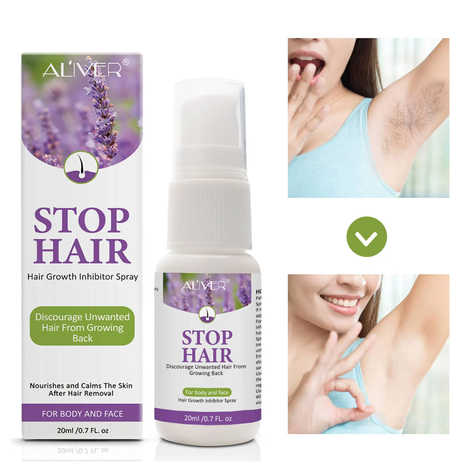ALIVER Hair Growth Inhibitor Spray Stop Hair Growth Inhibitor Beard Intimate Part Legs Body Armpit Painless Hair Removal Spray
ALIVER Hair Growth Inhibitor Spray Stop Hair Growth Inhibitor Beard Intimate Part Legs Body Armpit Painless Hair Removal Spray