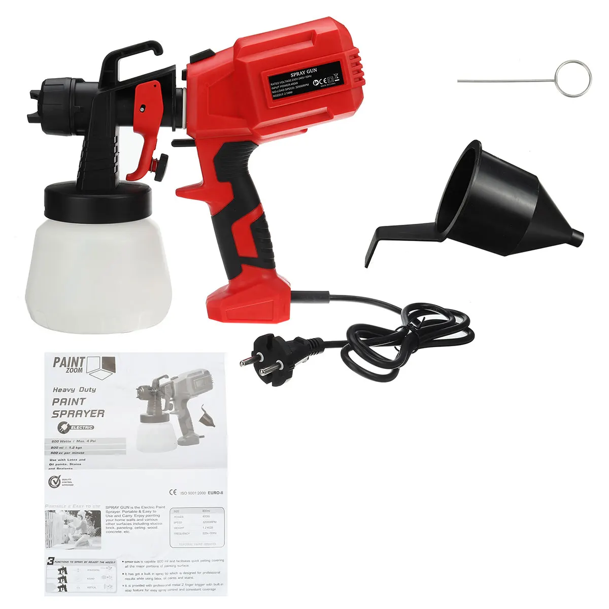 NEW 400W Electric Handheld Spray Gun HVLP 800ML Car Paint Sprayers Home Decorating Airbrush Flow Control Easy Spraying
NEW 400W Electric Handheld Spray Gun HVLP 800ML Car Paint Sprayers Home Decorating Airbrush Flow Control Easy Spraying