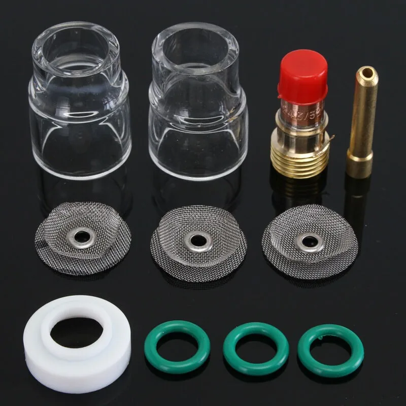 TIG Welding Torch Accessories Kit Tools 3/32\" Gas Lens #12 Pyrex Cup 2.4mm Collet Kit For WP-17/18/26 Torches Gas Lens
TIG Welding Torch Accessories Kit Tools 3/32\" Gas Lens #12 Pyrex Cup 2.4mm Collet Kit For WP-17/18/26 Torches Gas Lens