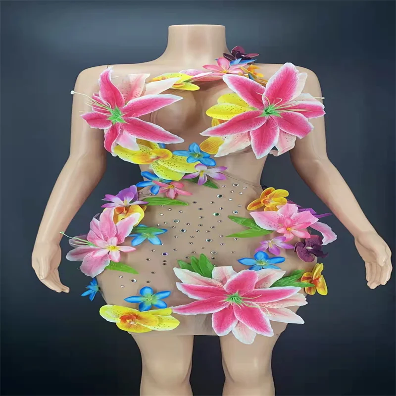 WA39 Female Sexy Rhinestones Pink Yellow Flower Dress Cosplay Party Wears Diamonds Sleeveless Elastic Skirt Birthday Outfits DJ
WA39 Female Sexy Rhinestones Pink Yellow Flower Dress Cosplay Party Wears Diamonds Sleeveless Elastic Skirt Birthday Outfits DJ