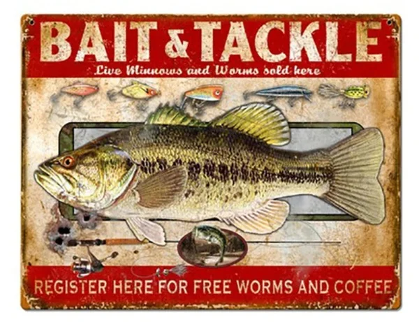 Vintage Bait & Tackle Metal Tin Sign 8x12 Inch Retro Home Kitchen Bar Pub Wall Decor
Vintage Bait & Tackle Metal Tin Sign 8x12 Inch Retro Home Kitchen Bar Pub Wall Decor