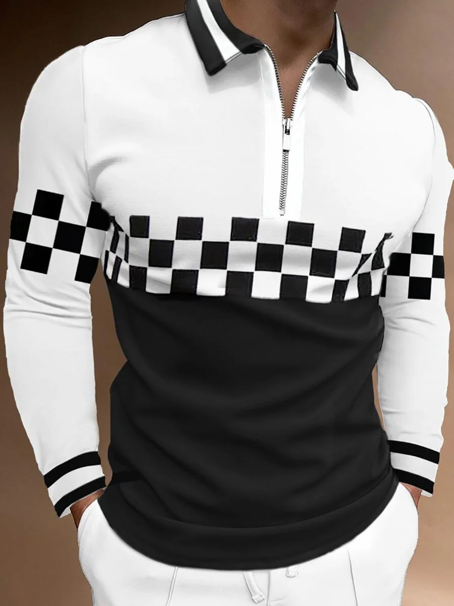 2021 Autumn Fashion Patchwork Men Long Sleeve Polo Shirts Casual Turn-down Collar Zipper Plaid Print Tops Harajuku Men's T-shirt
2021 Autumn Fashion Patchwork Men Long Sleeve Polo Shirts Casual Turn-down Collar Zipper Plaid Print Tops Harajuku Men's T-shirt