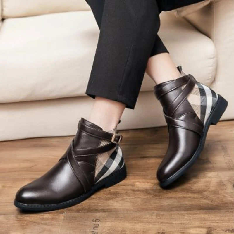 2021 New Men's High Top Plaid Buckle Casual Shoes Men's PU Material Men's Boots Comfortable Versatile Hot Sale BasicCasual KS027
2021 New Men's High Top Plaid Buckle Casual Shoes Men's PU Material Men's Boots Comfortable Versatile Hot Sale BasicCasual KS027