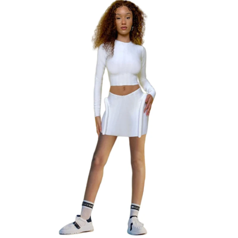 Women Autumn Solid 2 Pieces Skirt Set Full Sleeve Show Waist Top+High Waist Mini Skirt Casual Club Party Outfits Matching Set
Women Autumn Solid 2 Pieces Skirt Set Full Sleeve Show Waist Top+High Waist Mini Skirt Casual Club Party Outfits Matching Set