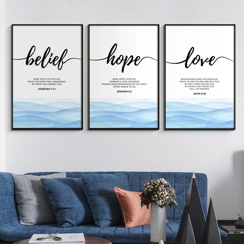 

Bible Verse Poster Belief Hope Love Wall Art Print Christian Quotes Pictures Canvas Painting God Religious Church Decoration
