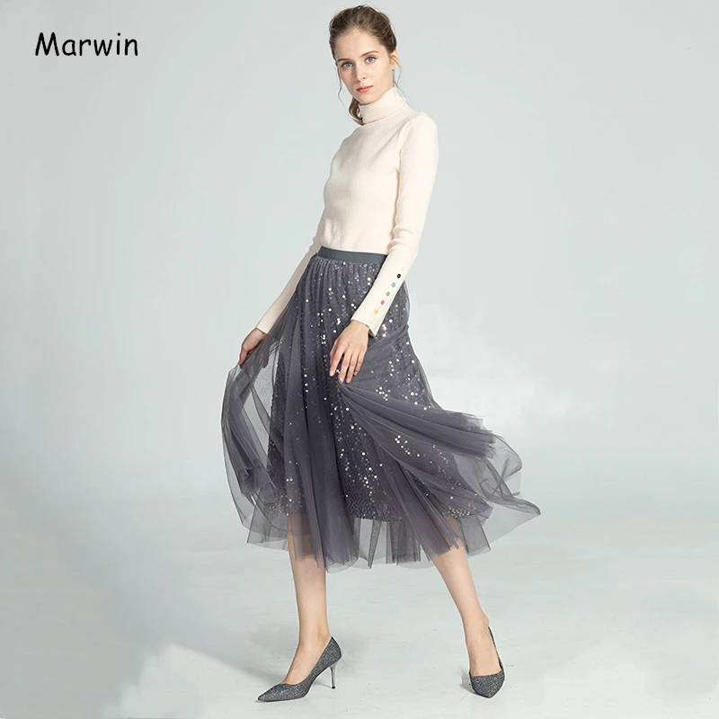 Женская юбка с блестками Marwin эластичная Рождественская в европейском