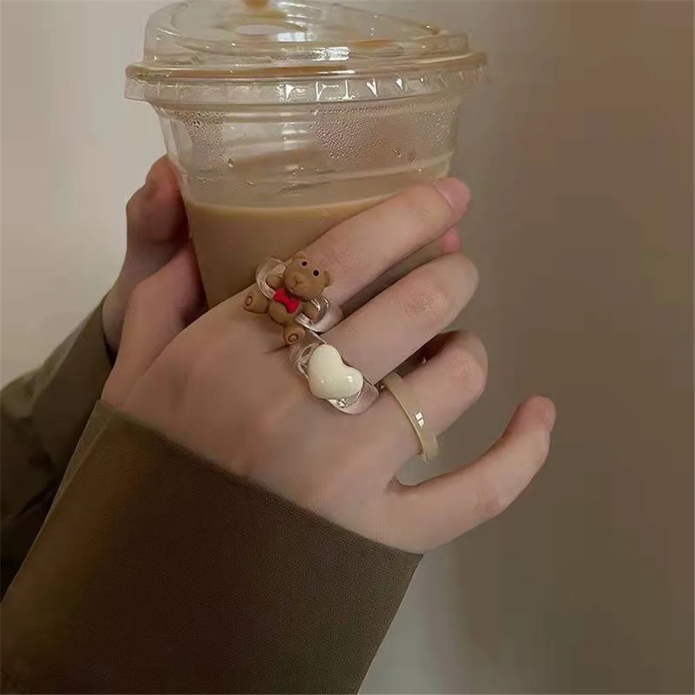 Cosysail 3Pcs Cute Bear Resin Acrylic Rings Sets for Women Girls Trendy Simple Cartoon Heart finger Ring Jewelry Gifts 2022 
Cosysail 3Pcs Cute Bear Resin Acrylic Rings Sets for Women Girls Trendy Simple Cartoon Heart finger Ring Jewelry Gifts 2022