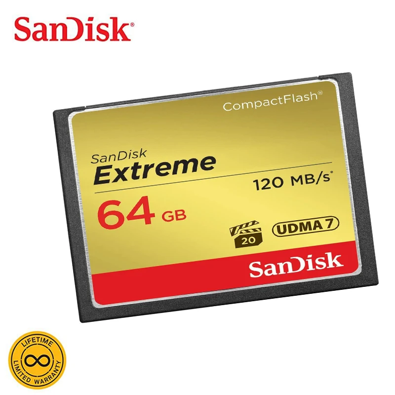 

Sandisk Extreme Compact Flash Card 64GB 128GB 32GB Compactflash Memory Card CF UDMA7 120MB/S CF Express Card for Camera 4K Video