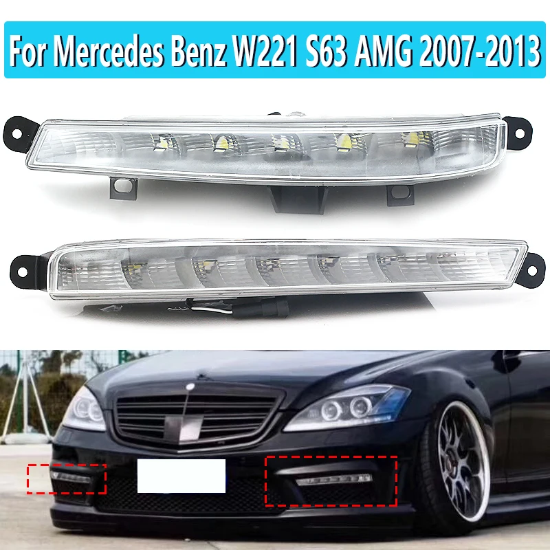 Дневные ходовые огни DRL для Mercedes Benz W221 S63 AMG 2007-2013 Светодиодный Противотуманные фары 2218201356 2218201456
Дневные ходовые огни DRL для Mercedes Benz W221 S63 AMG 2007-2013 Светодиодный Противотуманные фары 2218201356 2218201456