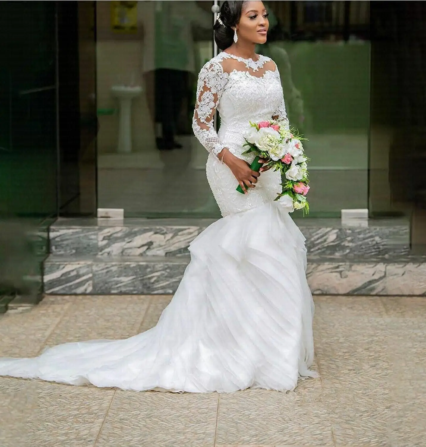 New Arabic Long Sleeves Mermaid Wedding Dresses 2022 Sheer Luxury Skirt African Bridal Wedding Gowns
New Arabic Long Sleeves Mermaid Wedding Dresses 2022 Sheer Luxury Skirt African Bridal Wedding Gowns