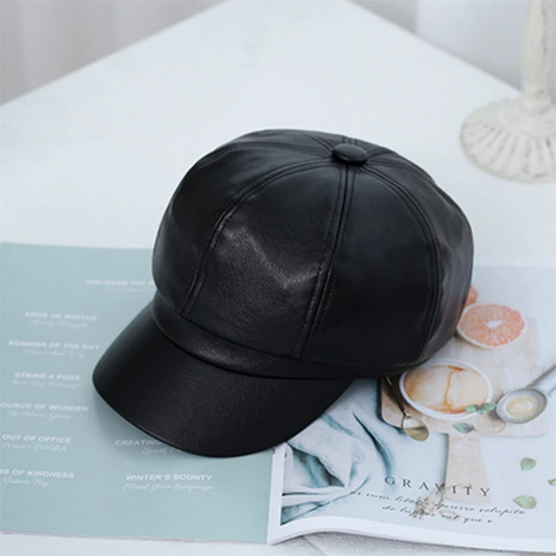 TIANYIN Women's Autumn and Winter Classic Retro Leather Octagonal Hat British Hipster Beret Korean Wild Leather Hat Peaked Cap
TIANYIN Women's Autumn and Winter Classic Retro Leather Octagonal Hat British Hipster Beret Korean Wild Leather Hat Peaked Cap
