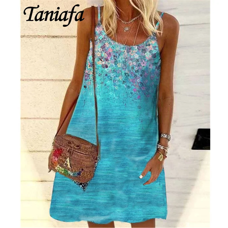 Summer Womens Beach Wear Vest Dress Sleeveless Printed Short Dress Ladies Casual Loose Florals Printed Loose Mini Dresses
Summer Womens Beach Wear Vest Dress Sleeveless Printed Short Dress Ladies Casual Loose Florals Printed Loose Mini Dresses