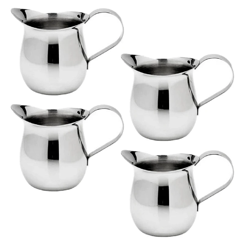 Set of 4 Stainless Steel Creamers, 3Oz, Mirror Finish, Comfort Grip Handle, Coffee Cup
Set of 4 Stainless Steel Creamers, 3Oz, Mirror Finish, Comfort Grip Handle, Coffee Cup