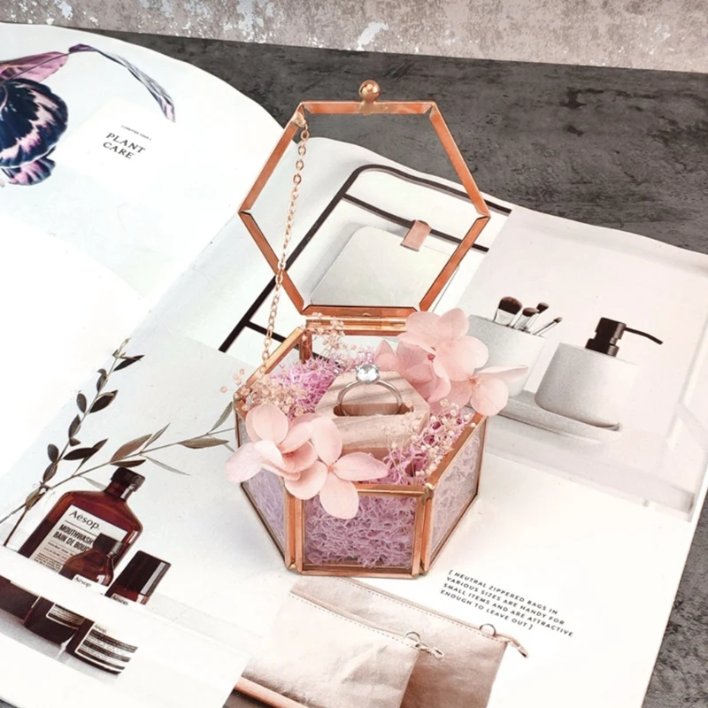Hexagon Transparent Rose Gold Glass Ring Box Wedding Ring Box Geometric Clear Glass Jewelry Box Organizer TabletopHolder
Hexagon Transparent Rose Gold Glass Ring Box Wedding Ring Box Geometric Clear Glass Jewelry Box Organizer TabletopHolder