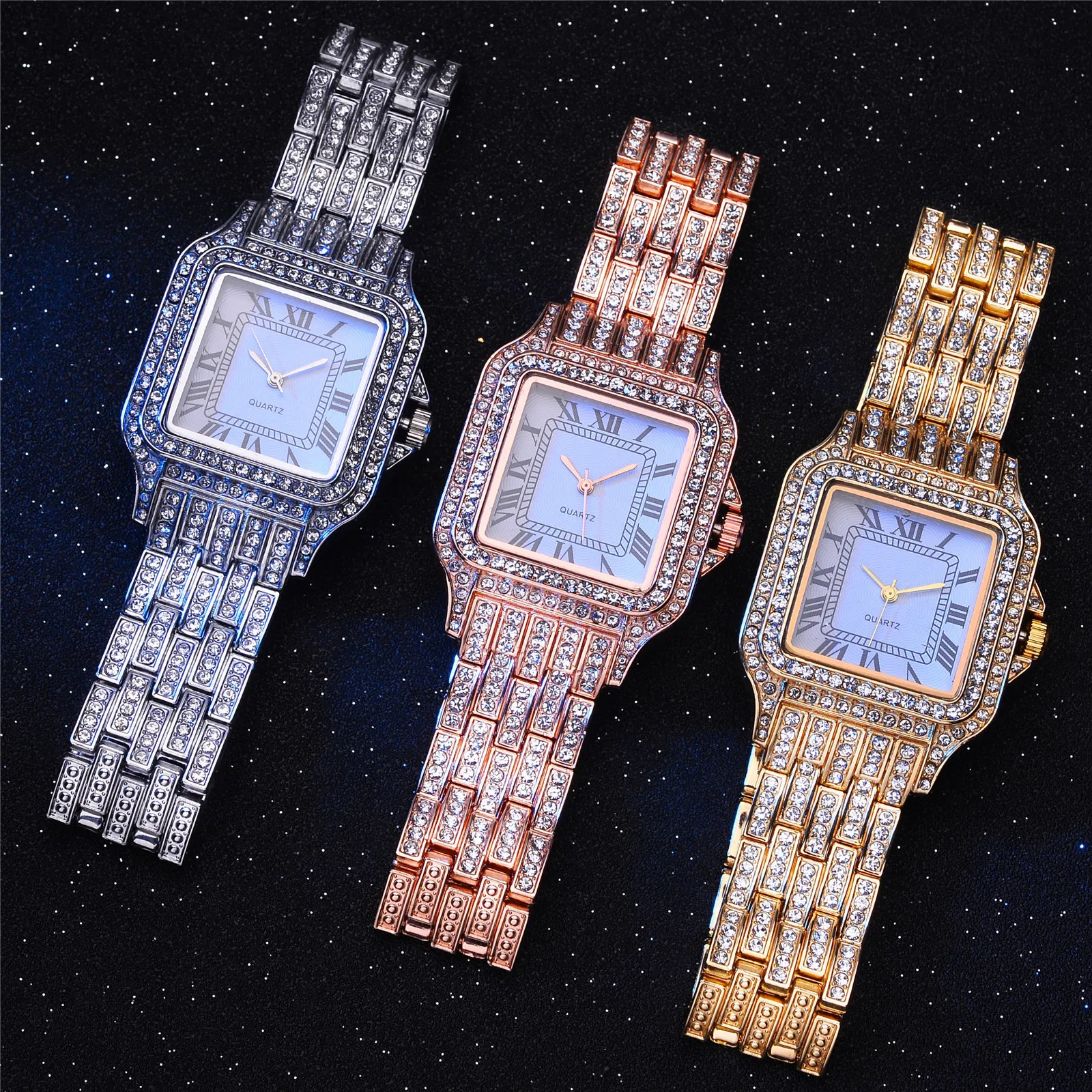 New Fashion Watch Fashion Diamond Ladies Alloy Steel Band Watch Square Roman Scale Temperament Bracelet Quartz Watch
New Fashion Watch Fashion Diamond Ladies Alloy Steel Band Watch Square Roman Scale Temperament Bracelet Quartz Watch