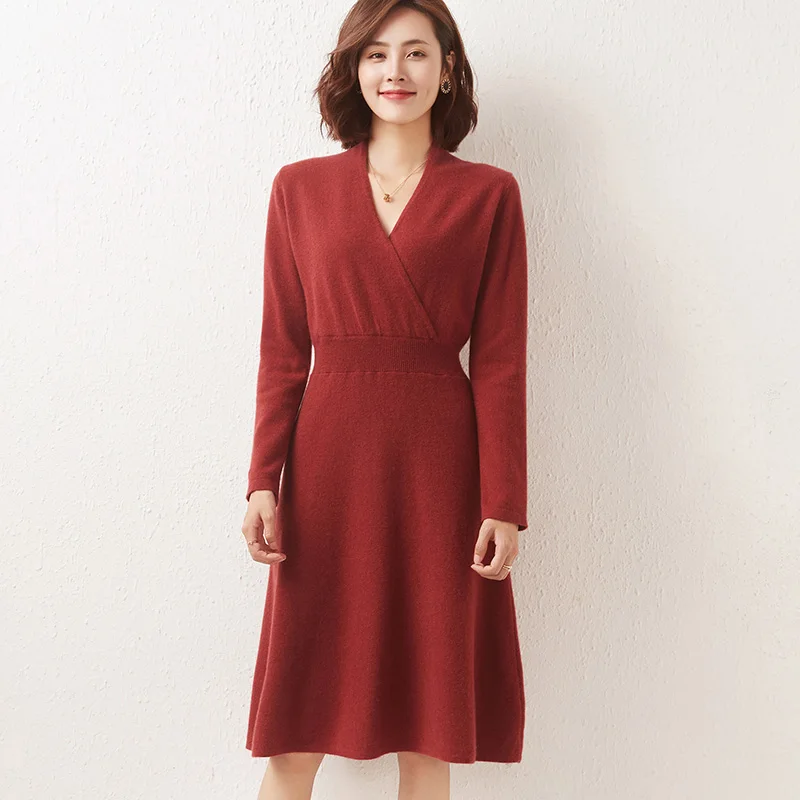 2021Women New 100%Pure Cashmere Dress V-Neck Knit High Waist Long Sweater Autumn/Winter Buttocks Loose Pullover Thick Long Skirt
2021Women New 100%Pure Cashmere Dress V-Neck Knit High Waist Long Sweater Autumn/Winter Buttocks Loose Pullover Thick Long Skirt
