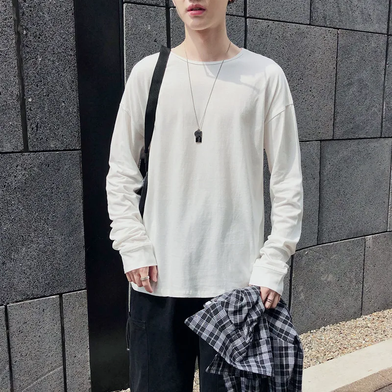 Fall 2020 new cotton long-sleeved loose t-shirt casual color fashion cool undershirt Large size Round collar T-Shirts 
Fall 2020 new cotton long-sleeved loose t-shirt casual color fashion cool undershirt Large size Round collar T-Shirts
