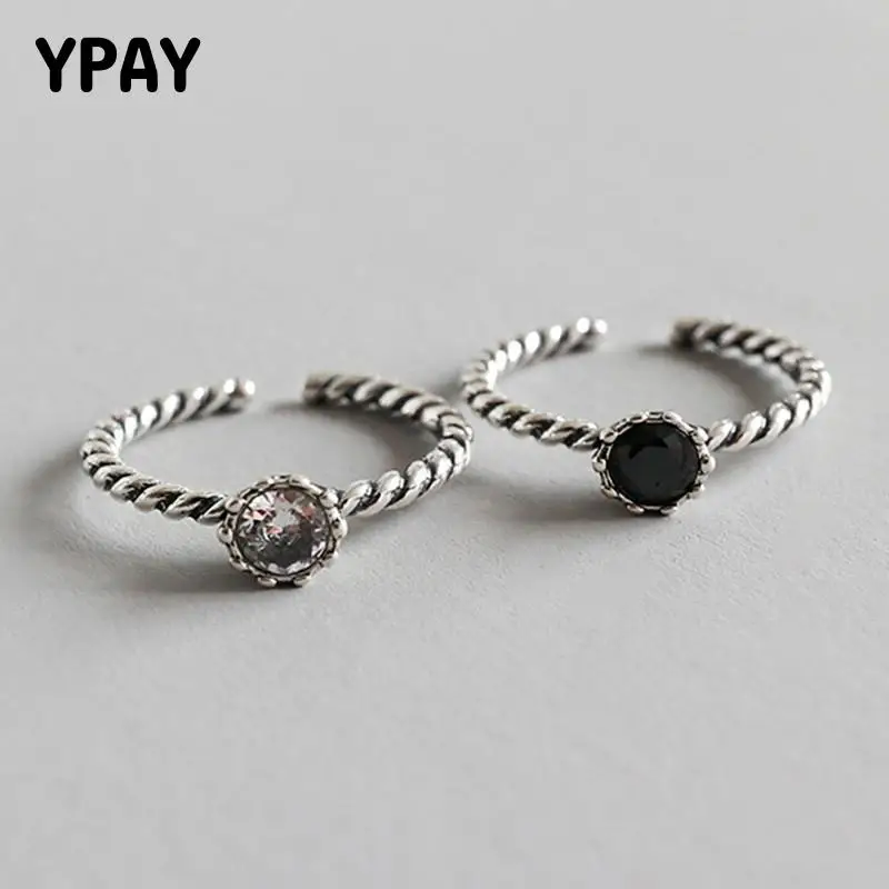 YPAY, Настоящее серебро 925 пробы, Открытое кольцо, ретро стиль, поворот, белый/черный циркон, регулируемое кольцо на палец, корейский стиль, изысканное ювелирное изделие, YMR249
YPAY, Настоящее серебро 925 пробы, Открытое кольцо, ретро стиль, поворот, белый/черный циркон, регулируемое кольцо на палец, корейский стиль, изысканное ювелирное изделие, YMR249