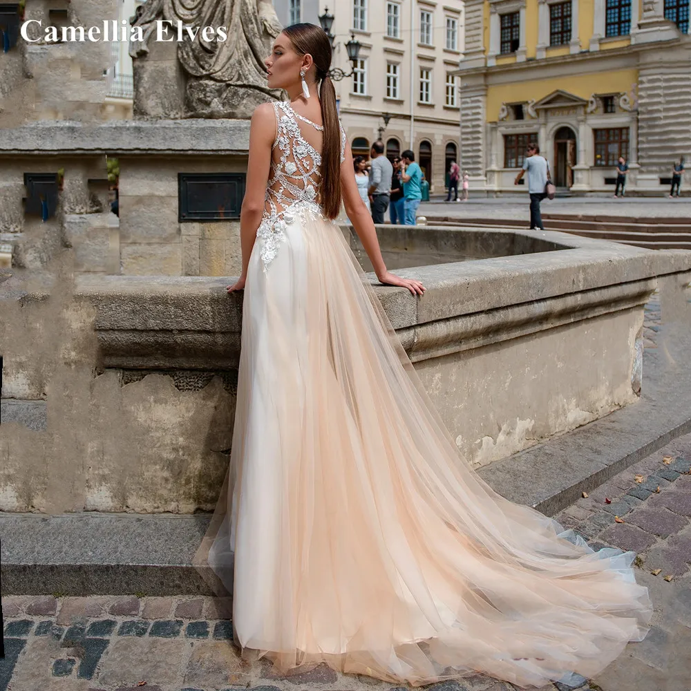Vestidos De Novia A Line Women Wedding Dress Elegant Scoop Neck Tank Sleeve Bride Dress Tulle Sexy Illusion Bridal Gown
Vestidos De Novia A Line Women Wedding Dress Elegant Scoop Neck Tank Sleeve Bride Dress Tulle Sexy Illusion Bridal Gown