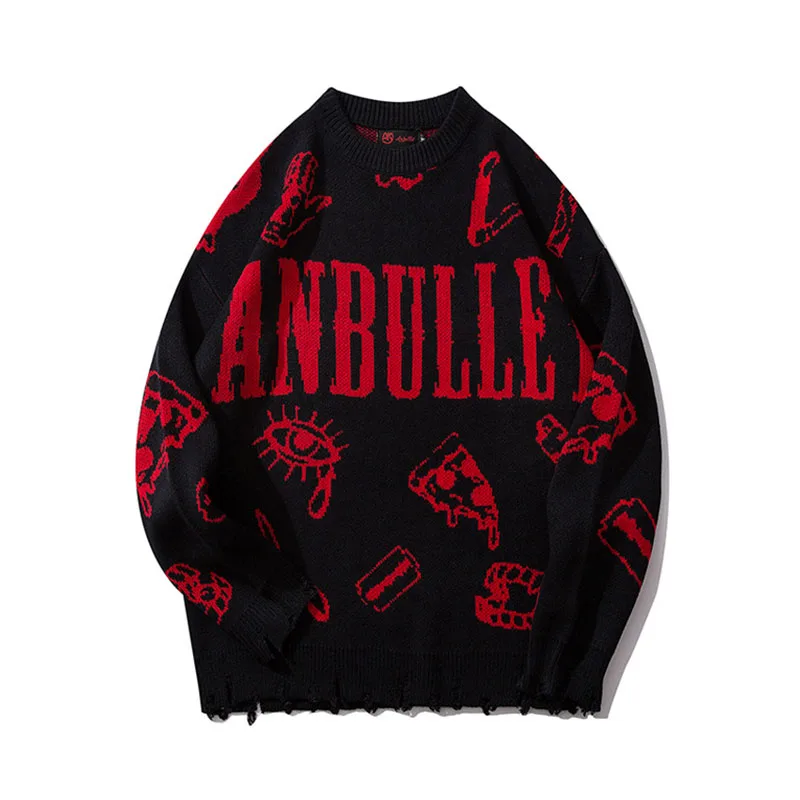KIOVNO Men Harakuju Ripped Sweater Hip Hop Knitted Graffiti Sweather For Male O-neck Streetwear
KIOVNO Men Harakuju Ripped Sweater Hip Hop Knitted Graffiti Sweather For Male O-neck Streetwear