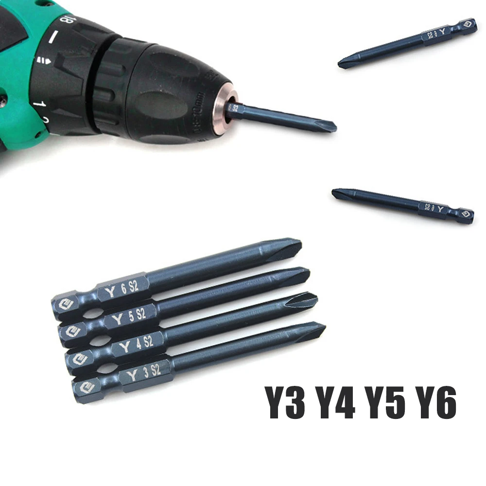 

4pcs Screwdriver Bit Set 65mm Tri-wing Electric Drivers Magnetic Y Tip Head Y3 Y4 Y5 Y6 Drill Bit Electrical Drill Accessories