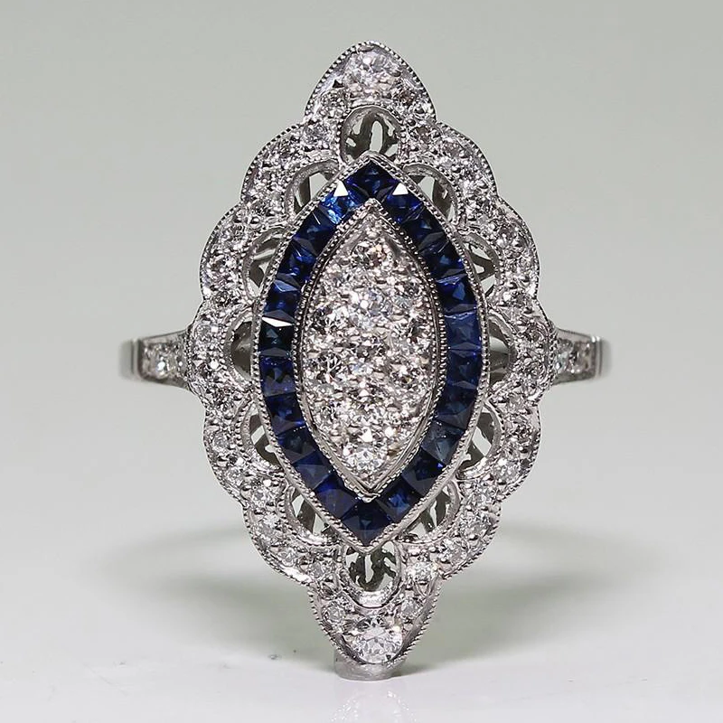 Кольцо женское из серебра 925 пробы с сапфировым цирконием | Украшения и