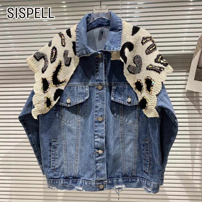SISPELL Patchwork Leopard Grain Denim Coats For Female Lapel Collar Long Sleeve Oversized Women's Casual Coat Fashion New 2021
SISPELL Patchwork Leopard Grain Denim Coats For Female Lapel Collar Long Sleeve Oversized Women's Casual Coat Fashion New 2021