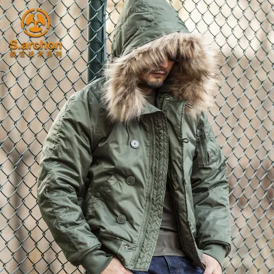 

2021Winter N2B puffer jacket men canada coat military fur hood warm trench camouflage tactical bomber army korean parka