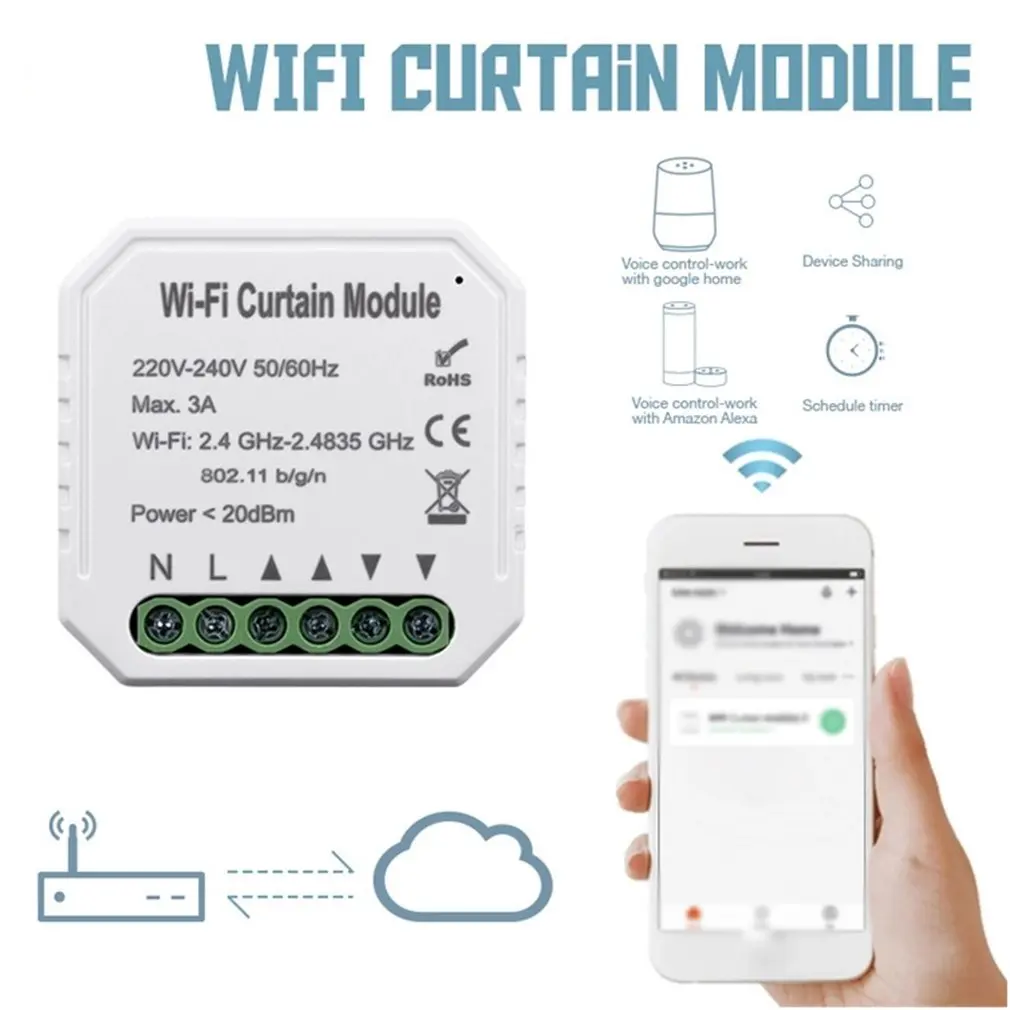 For Tuya Smart Life WiFi Curtain Switch Module for Roller Shutter Blind Motor Smart Home For Google Home
For Tuya Smart Life WiFi Curtain Switch Module for Roller Shutter Blind Motor Smart Home For Google Home