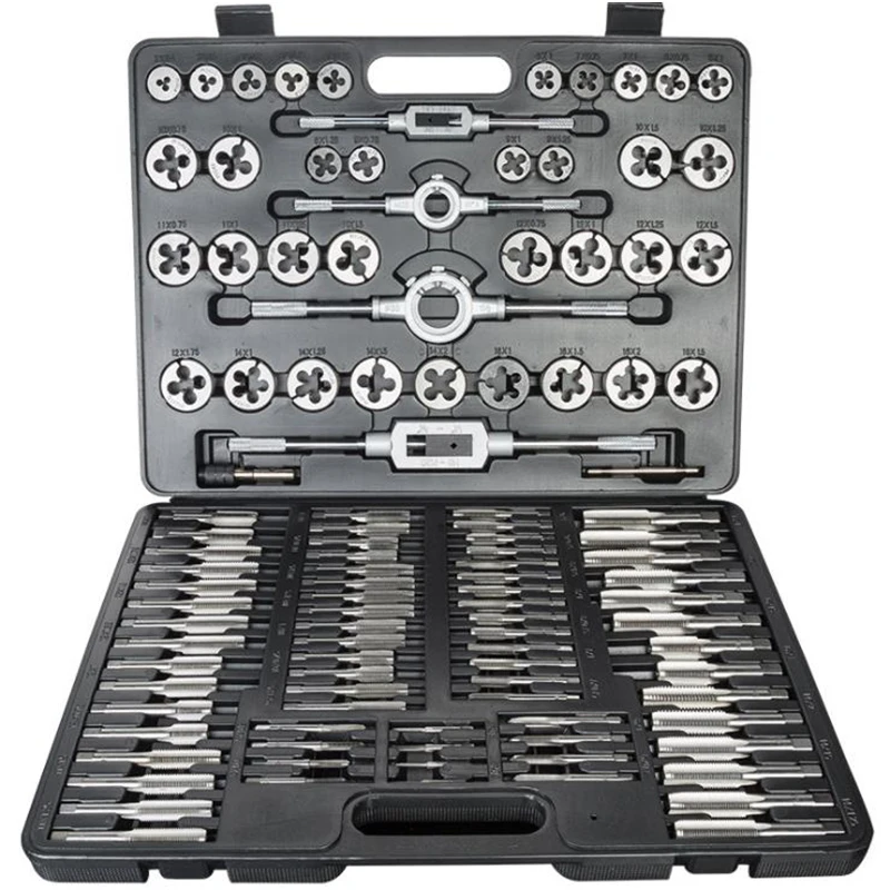 110 PCS Tap and Die Set Drill Tap Set Metric Hand Threading Wrench Tools Tungsten Steel Adjustable W/ Storage Case
110 PCS Tap and Die Set Drill Tap Set Metric Hand Threading Wrench Tools Tungsten Steel Adjustable W/ Storage Case
