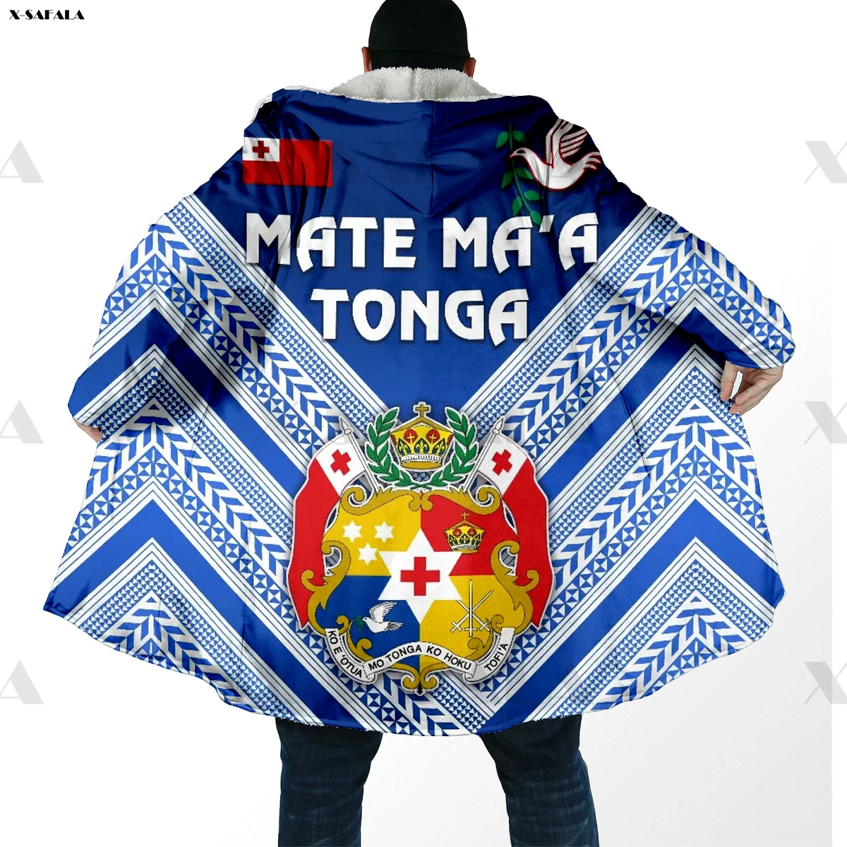 

Polynesia Mate Ma'M Tonga 3D Printed Hoodie Long Duffle Coat Hooded Blanket Cloak Thick Jacket Cotton Pullovers Dunnes Overcoat