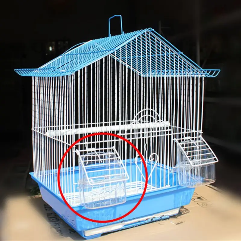 

1PC Parrot Bird Transparent Plastic Food Cup Bowl Company Clean Water Silo Waterer Box Bird Accessory for Parakeets, Canarie