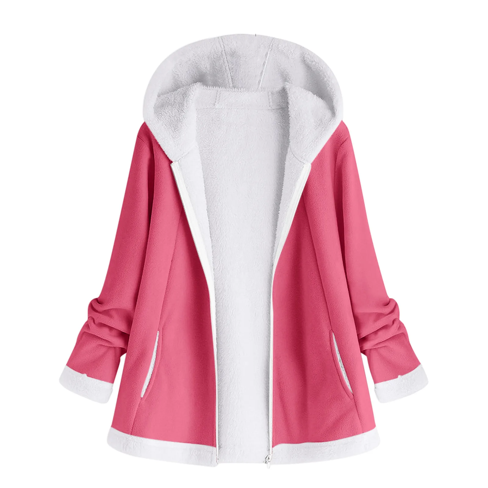 Women's Casual Fuzzy Fleece Zipper Hooded With Pockets Cardigan Coat Trendy Solid Pocket Turn-down Collar Women Outwear Saco
Women's Casual Fuzzy Fleece Zipper Hooded With Pockets Cardigan Coat Trendy Solid Pocket Turn-down Collar Women Outwear Saco