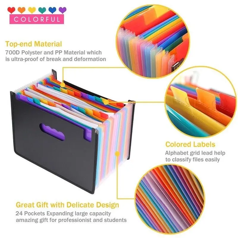 13/24 Pockets Expanding File Folder Works Accordion Office A4 Document Organizer HR
13/24 Pockets Expanding File Folder Works Accordion Office A4 Document Organizer HR