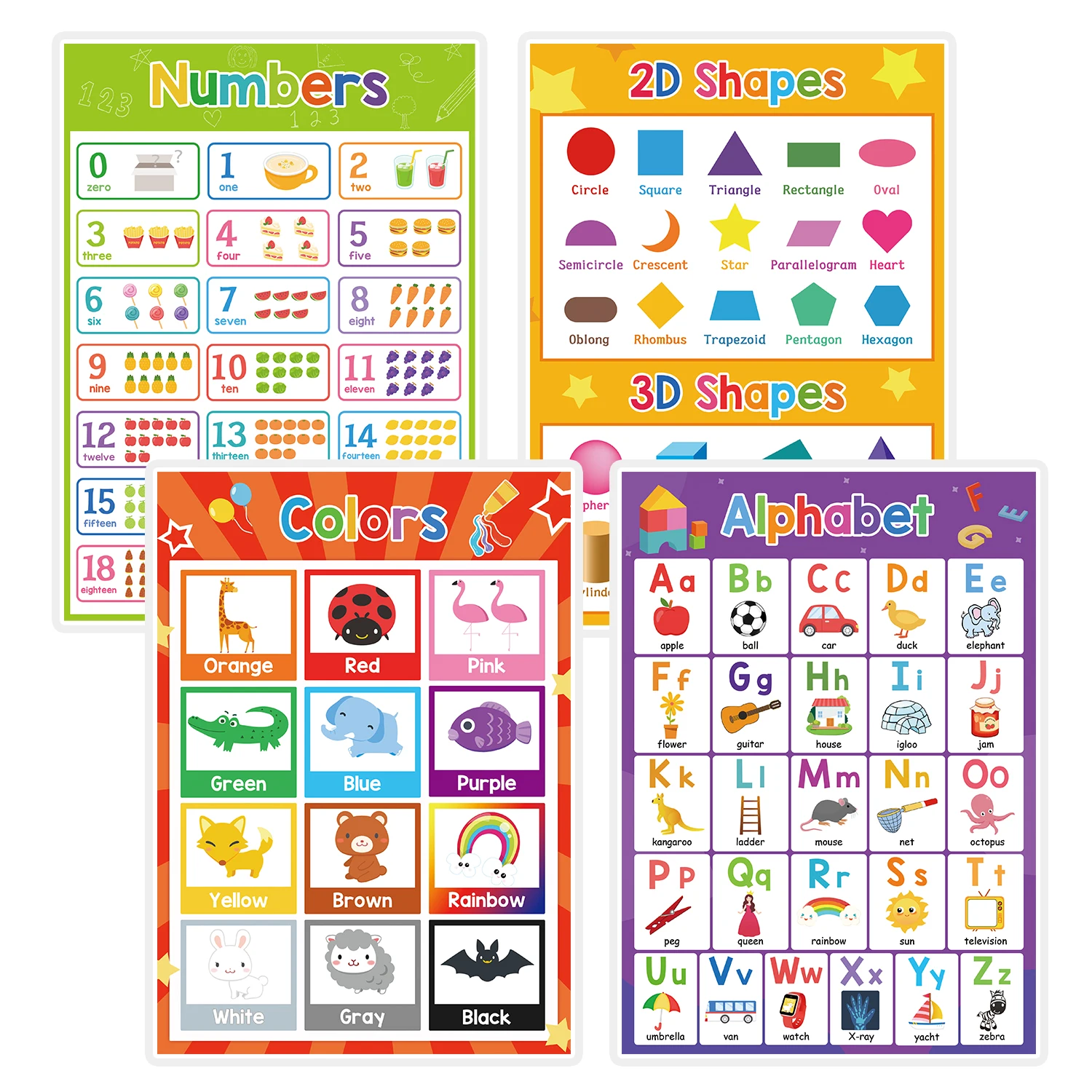4 Educational Preschool Poster for Toddler Homeschool Kindergarten Classroom Supplies poster Teach Numbers Alphabet Color Shape
4 Educational Preschool Poster for Toddler Homeschool Kindergarten Classroom Supplies poster Teach Numbers Alphabet Color Shape