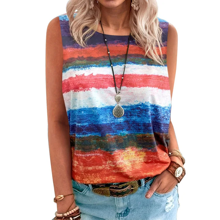 2021 New Ladies Shirt Women Summer Sleeveless Print Casual Loose Female T shirt Tops Street Tank T Shirt
2021 New Ladies Shirt Women Summer Sleeveless Print Casual Loose Female T shirt Tops Street Tank T Shirt