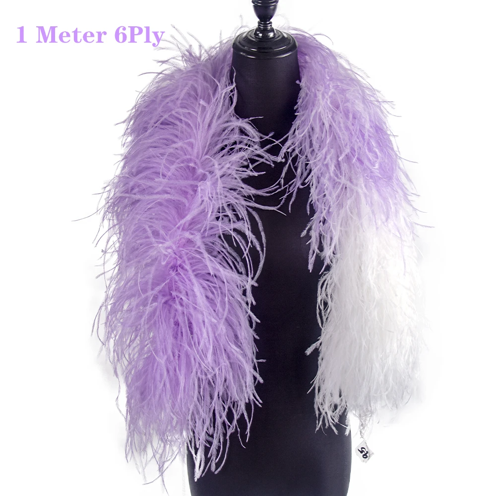 

1 Meter 6ply High Quality Ostrich Feather Boa Stage Decoration Scarf Natural Ostrich feathers Boas for Wedding Dress Decoration