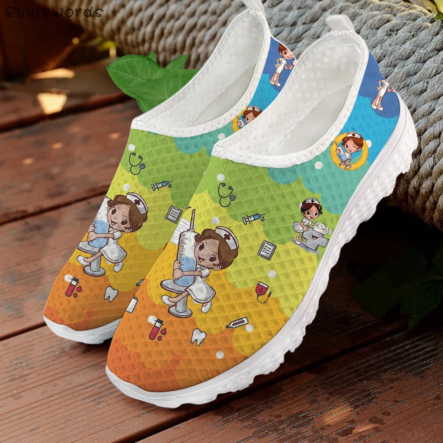 ELVISWORDS Women Cute Cartoon Nurse Print Flat Shoes Fashion Rainbow Gradient Design Casual Slip On Breathable Footwear Hot Sale
ELVISWORDS Women Cute Cartoon Nurse Print Flat Shoes Fashion Rainbow Gradient Design Casual Slip On Breathable Footwear Hot Sale