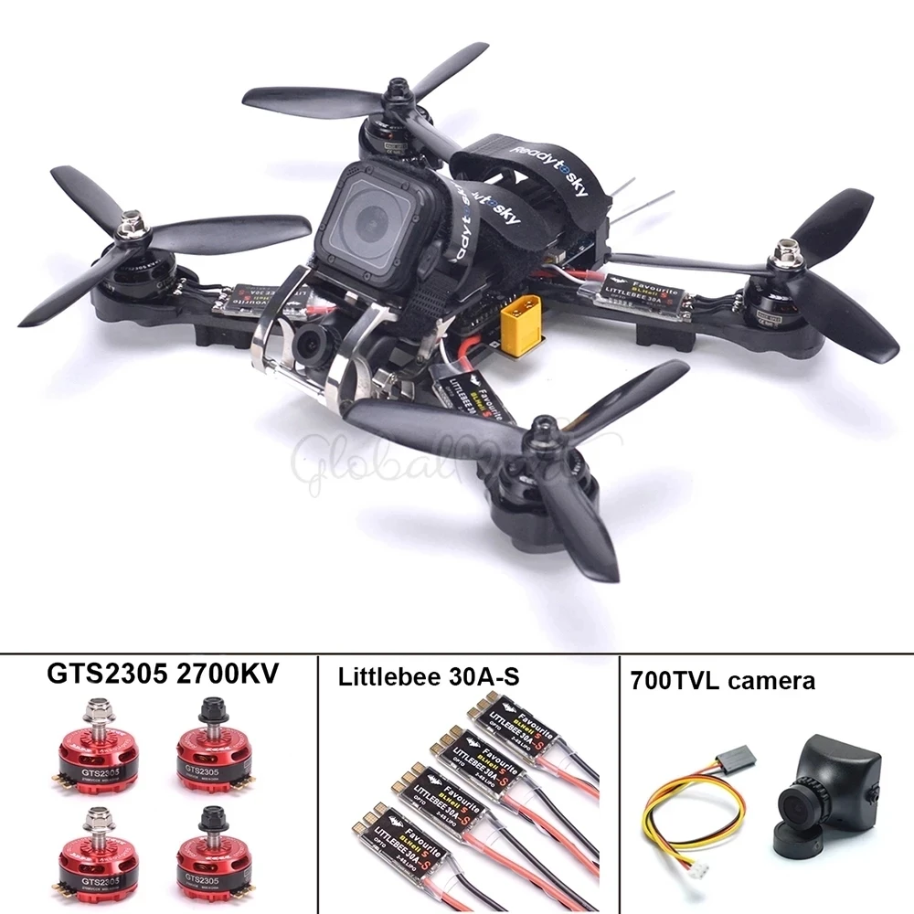 Квадрокоптер Rooster 230 из углеродного волокна Naze32 / F3 flight controller GTS2305 2700kv Motor Littlebee 30A S