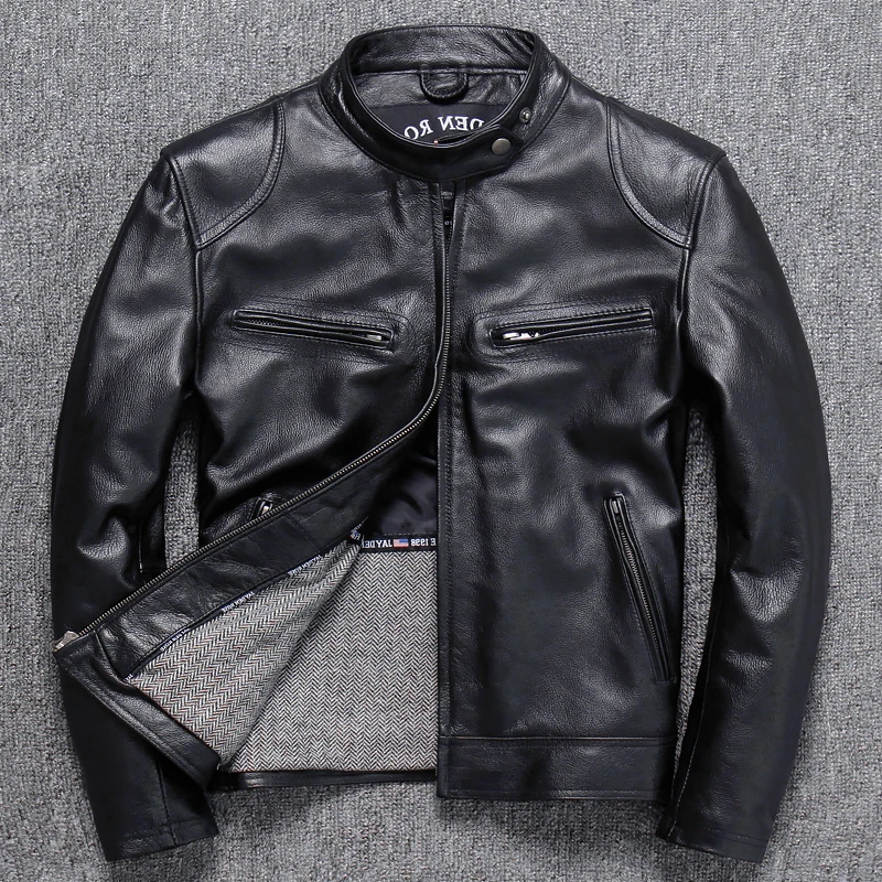 Jacket Genuine Leather Men's Short Stand-up Collar Cowhide Motorcycle Jacket Youth Fashion Sheepskin Jacket
Jacket Genuine Leather Men's Short Stand-up Collar Cowhide Motorcycle Jacket Youth Fashion Sheepskin Jacket