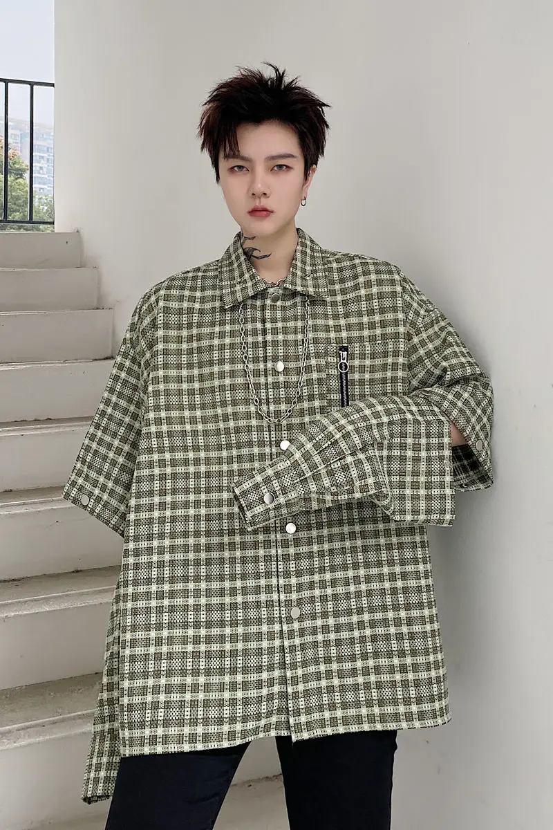 IEFB 2021 Spring Men's Plaid Detachable Long Sleeve Metal Pendant Oversized Shirts Loose Single Brest Blouse Male Design 9Y5355
IEFB 2021 Spring Men's Plaid Detachable Long Sleeve Metal Pendant Oversized Shirts Loose Single Brest Blouse Male Design 9Y5355