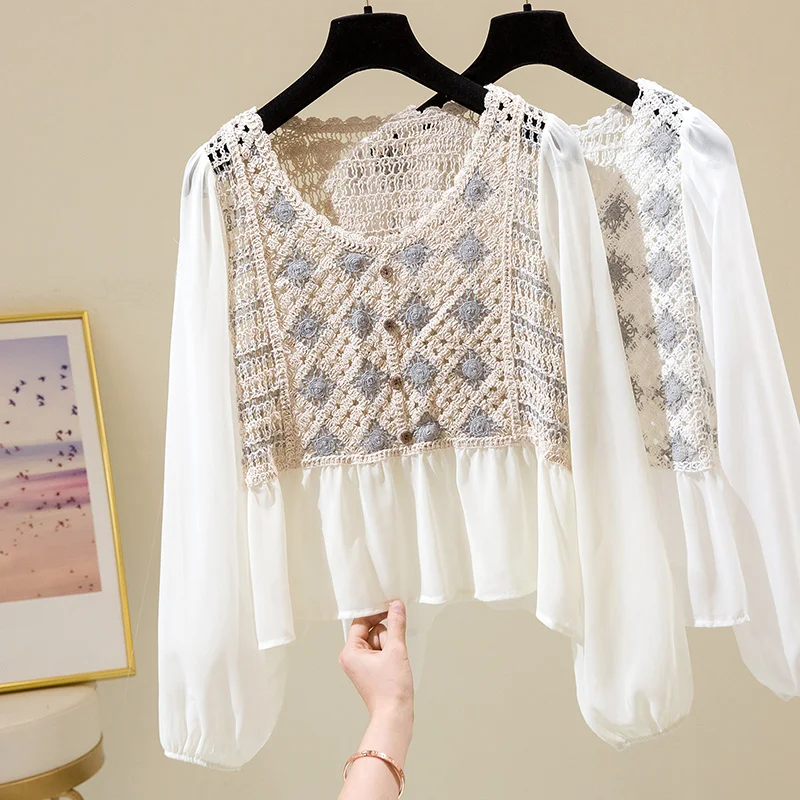 Vintage Long Sleeve Shirts Women O-neck Hollow Out Single Breasted Sweet Girl Flower Ladies Blouse Crop Top Casual Autumn Cloth
Vintage Long Sleeve Shirts Women O-neck Hollow Out Single Breasted Sweet Girl Flower Ladies Blouse Crop Top Casual Autumn Cloth