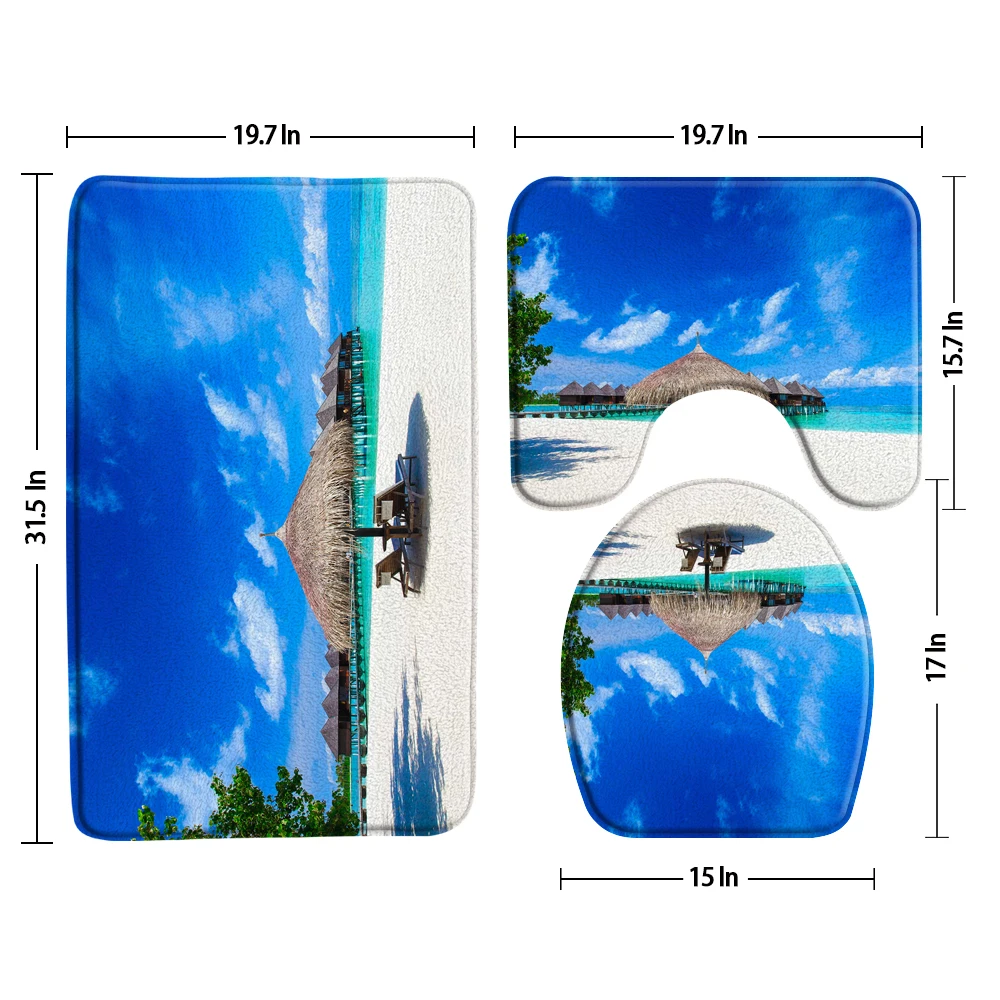 Blue Ocean Beach 3 Pcs Bath Mats Bathroom Rug Set Non Slip Palm Tree Natural Landscape Bath Decor Toilet Cover Lid U-Shaped Pad
Blue Ocean Beach 3 Pcs Bath Mats Bathroom Rug Set Non Slip Palm Tree Natural Landscape Bath Decor Toilet Cover Lid U-Shaped Pad
