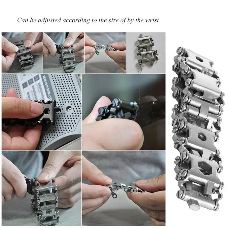 Multifunction Tool Bracelet Tread Bracelet Stainless Steel Bolt Driver Tools Kit Friendly Wearable Bike Multitool Outdoor Tool
Multifunction Tool Bracelet Tread Bracelet Stainless Steel Bolt Driver Tools Kit Friendly Wearable Bike Multitool Outdoor Tool