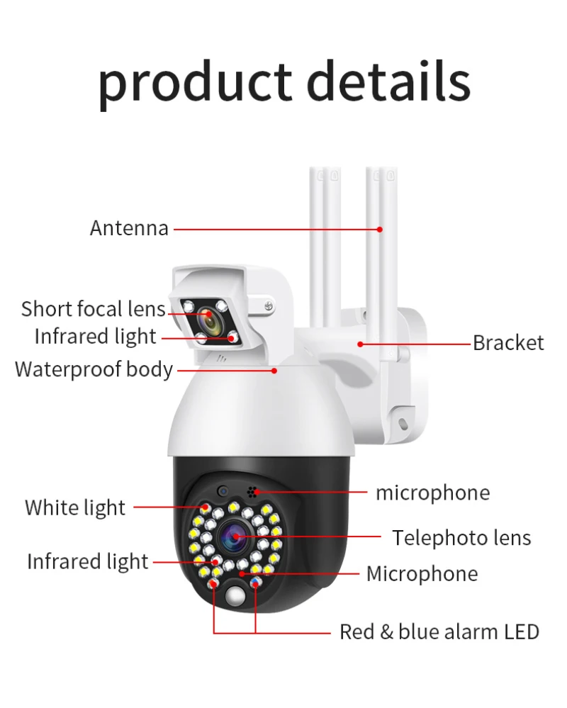 1080P 29 Lights HD Dual-lens Wireless WIFI Surveillance Camera Home Security Outdoor Waterproof Cloud Billiard Ball Machine
1080P 29 Lights HD Dual-lens Wireless WIFI Surveillance Camera Home Security Outdoor Waterproof Cloud Billiard Ball Machine