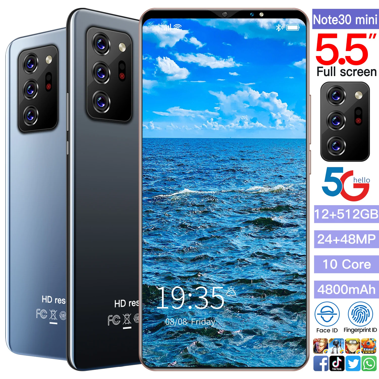 Note30 mini 5.5 Inch Smartphone HD Screen 12+512GB 4800mAh 24+48MP Face Unlocked 5G Android Mobilephone 2021 Original
Note30 mini 5.5 Inch Smartphone HD Screen 12+512GB 4800mAh 24+48MP Face Unlocked 5G Android Mobilephone 2021 Original